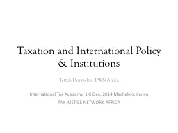 Taxation and International Policy & Institutions