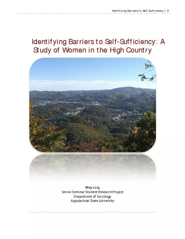 Identifying Barriers to SelfSufficiency