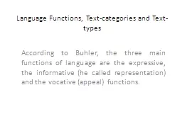 Language Functions, Text-categories and Text-types