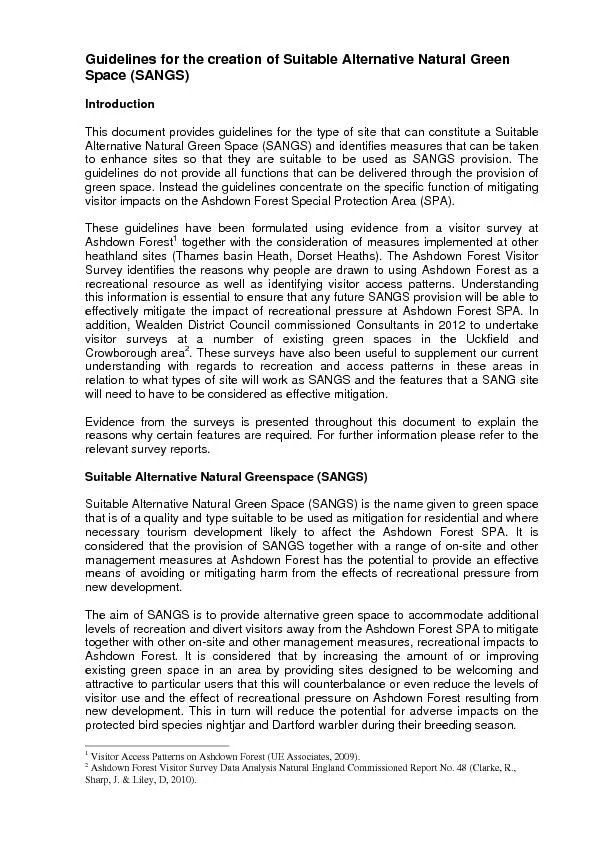 Guidelines for the creation of Suitable Alternative Natural Green This