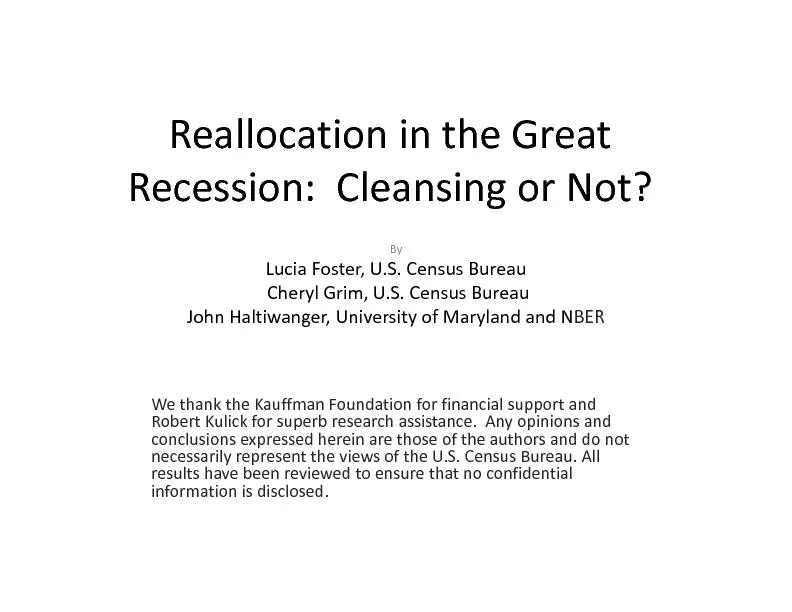 ReallocationGreatRecession:Foster,U.S.BureauU.S.BureauHaltiwanger,Univ