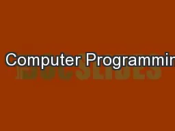 1  Computer Programming
