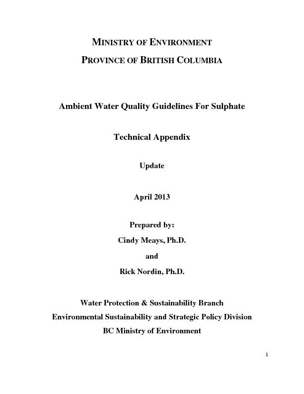 Water Quality Guidelines For