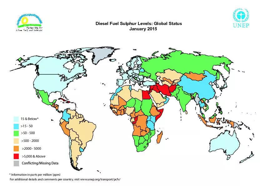 Diesel Fuel Sulphur Levels: Global Status    January 2015