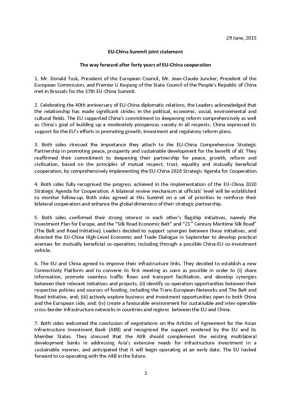 China Summit joint statement