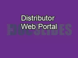 Distributor Web Portal