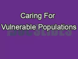 Caring For Vulnerable Populations
