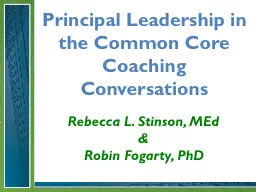 Principal Leadership in the Common Core Coaching Conversati