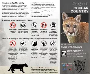 Living in Cougar Country Recreating in Cougar Country Some common sense guidelines can