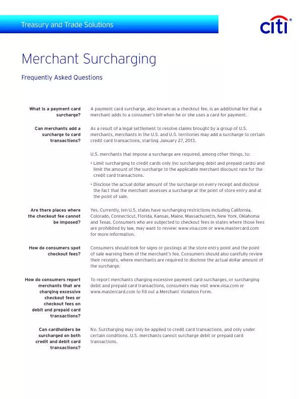 Merchant Surcharging