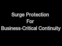 Surge Protection For Business-Critical Continuity