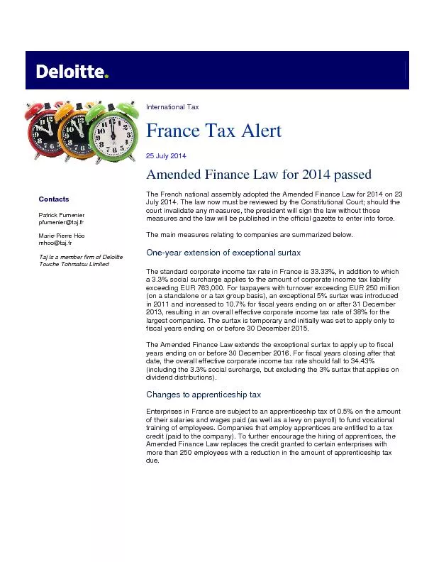 International TaxFranceTax AlertJuly