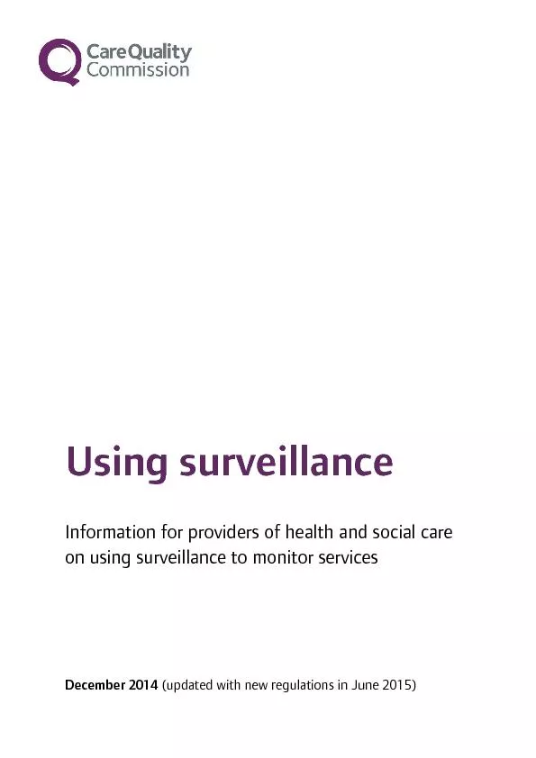 Using surveillanceInformation for providers of health and social care