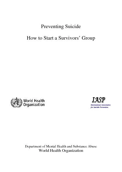 Preventing Suicide How to Start a Survivors