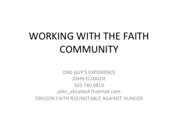 WORKING WITH THE FAITH COMMUNITY