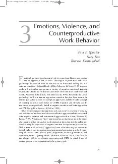 Emotions Violence and Counterproductive Work Behavior Paul E