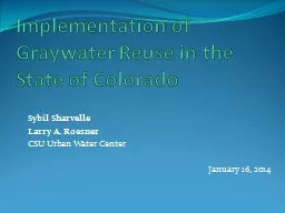 Implementation of Graywater Reuse in the State of Colorado