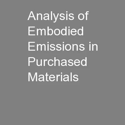 Analysis of Embodied Emissions in Purchased Materials
