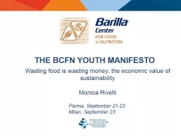 THE BCFN YOUTH MANIFESTO