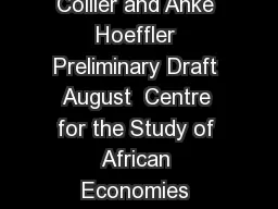 Coup Traps Why does Africa have so many Coups dEtat Paul Collier and Anke Hoeffler Preliminary