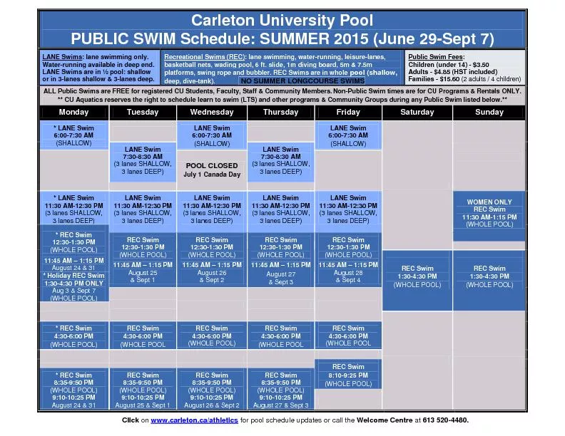 arleton University Pool
