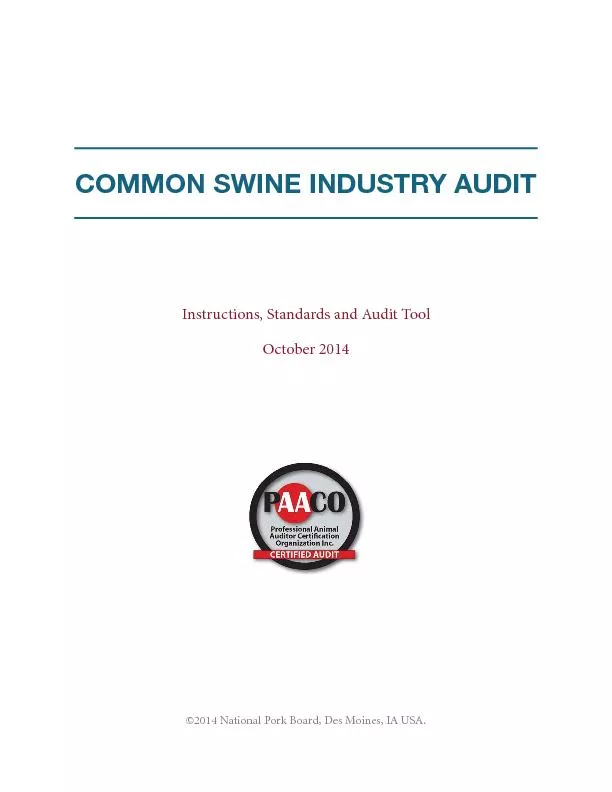 2  •  Common Swine Industry Audit