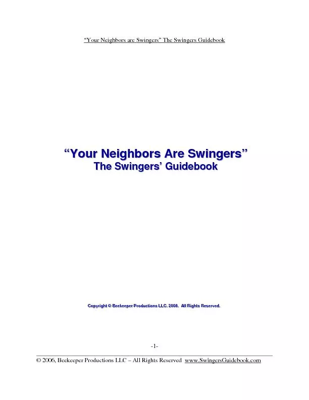 your neighbors are swingers the swingers guidebook