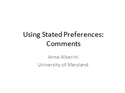 Using Stated Preferences:
