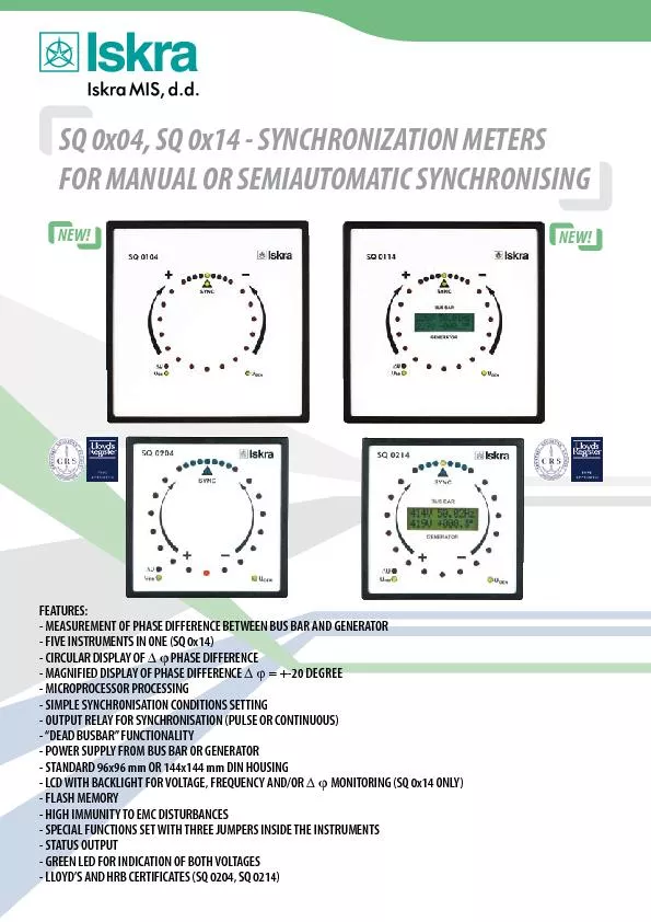 SQ 0x04, SQ 0x14 - SYNCHRONIZATION METERSFOR MANUAL OR SEMIAUTOMATIC S