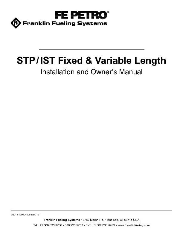 IST Fixed & Variable LengthInstallation and Owner’s Manual