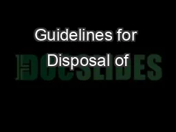 Guidelines for Disposal of