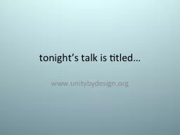 tonight’s talk is titled…