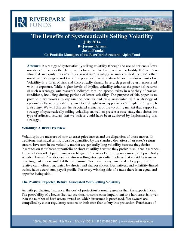 The Benefits of Systematically Selling Volatility
