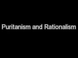 Puritanism and Rationalism