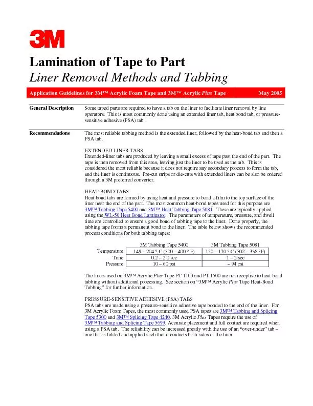 Lamination of Tape to Part