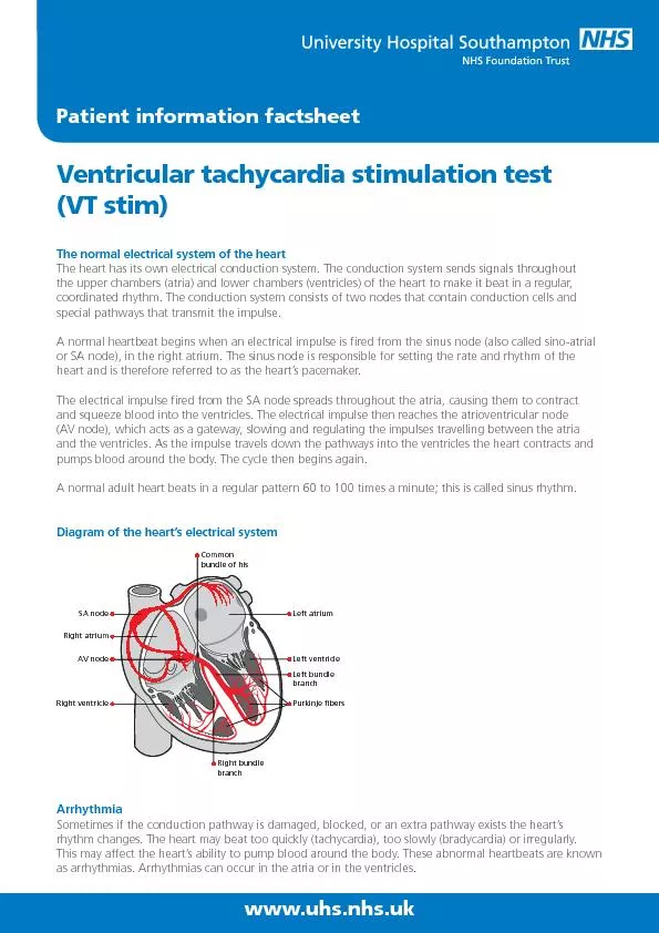 Ventricular tachycardia stimulation test  (VT stim) The normal electri