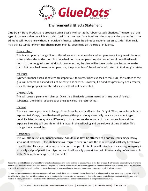 EnvironmentalEffectsStatementGlue Dots