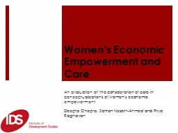 Women’s Economic Empowerment and Care