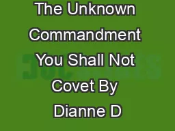 The Unknown Commandment You Shall Not Covet By Dianne D