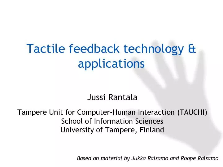 Tactile feedback technology &
