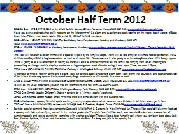 October Half Term 2012