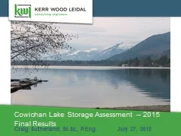 Cowichan Lake Storage Assessment – 2015