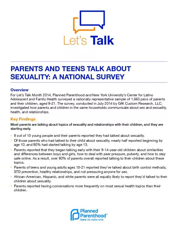 PARENTS AND TEENS TALK ABOUT