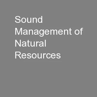 Sound Management of Natural Resources