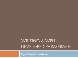 Writing a Well-developed Paragraph