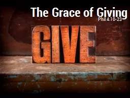 The Grace of Giving