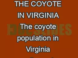 VIRGINIA DEPARTMENT OF GAME AND INLAND FISHERIES LIVING WITH THE COYOTE IN VIRGINIA The