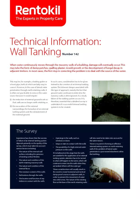 Technical Information:Wall TankingThis may be, for example, a leaking