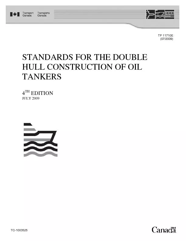 STANDARDS FOR THE DOUBLE HULL CONSTRUCTION OF OIL TANKERS   4TH EDITIO