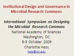 Institutional Design and Governance in Microbial Research C